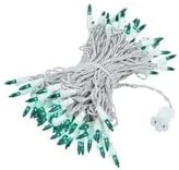 Novelty Lights 50 Feet 100 Bulb Incandescent Mini Light String, Green with 6-Inch Spacing on White Wire, UL Listed Commercial Grade Indoor/Outdoor Mini Lights, Connectable End-to-End