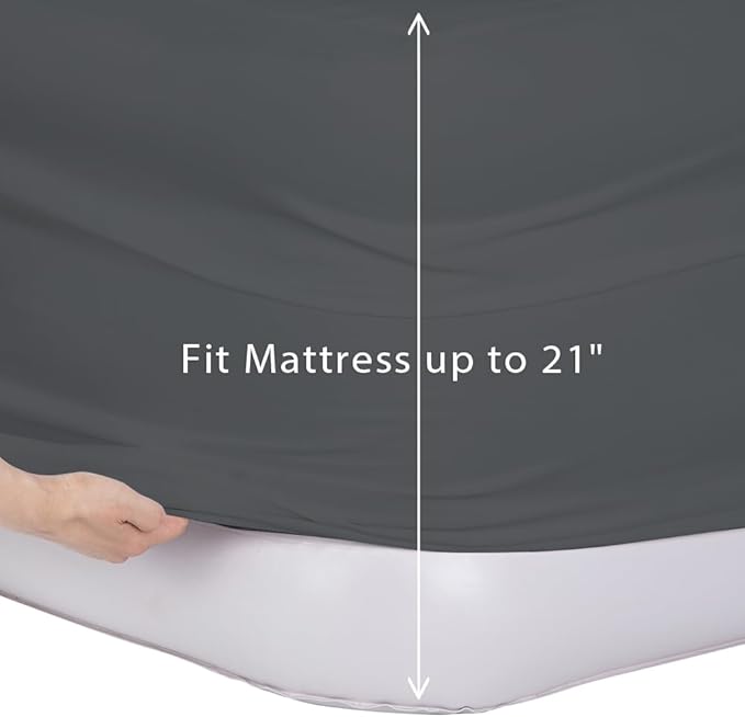Bedecor Air Bed Sheets for Mattress Cover Removable Bed and Elastic Band Super Soft and Breathable & Deep up to 21" Dark Gray Twin