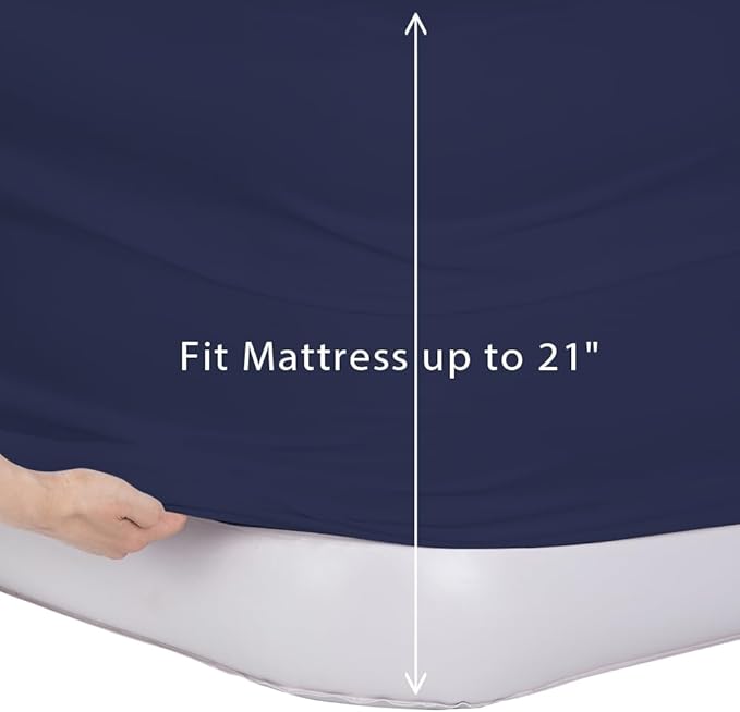 Bedecor Air Bed Sheets for Mattress Cover Removable Bed and Elastic Band Super Soft and Breathable & Deep up to 21" Blue Twin XL