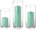 Yummi Set of 36 Slim Pillar Candles and Cylinder Vases - Blue Jade
