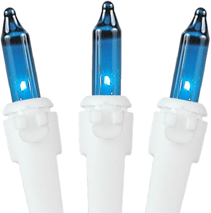 Novelty Lights 50 Feet 100 Bulb Incandescent Mini Light String, Teal with 6-Inch Spacing on White Wire, UL Listed Commercial Grade Indoor/Outdoor Mini Lights, Connectable End-to-End