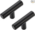 3 Pack Matte Black Cabinet Knobs - Kitchen Cabinet Knobs Black Cabinet Pulls for Kitchen Cabinet Drawer Stainless Steel Dresser Knobs for Cabinet Hardware 2in Length Single Hole T Bar