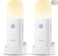 YELKO Motion Sensor Night Light, 2000mAh Rechargeable Night Lights Battery Powered, PortableＤimmable Nightlights with 5 Brightness Levels for Kids,Adults (Warm White 2Pack)