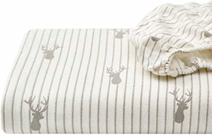 Eddie Bauer - Full Sheets, Cotton Flannel Bedding Set, Brushed For Extra Softness, Cozy Home Decor (Deer Lodge, Full)