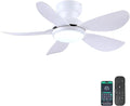36 Inch Modern Ceiling Fans with Lights, Small Flush Mount Ceiling Fan with Light and Remote/APP Control, 5 Reversible 6 Speeds Curved Blades, 3 CCT Dimmable Lights for Bedroom, White