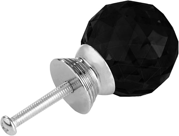 12 Pcs 30mm Round Shape Crystal Glass Cabinet Knobs with Screws Drawer Knob Pull Handle Used for Kitchen, Dresser, Door, Cupboard(Black)