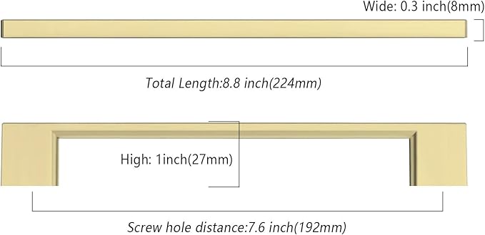 10 Pack Gold Cabinet Pulls 7.5 Inch Cabinet Handles Kitchen Cabinet Hardware Kitchen Handles for Cabinets Gold Drawer Pulls Kitchen Pulls