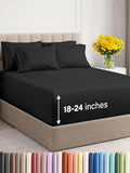 Extra Deep Full Sheet Set - 6 Piece Breathable and Cooling Sheets - Hotel Luxury Bed Sheets Set - Easy & Secure Fit - Soft, Wrinkle Free and Comfy Sheets Set - Black Sheet Set with Extra Deep Pockets