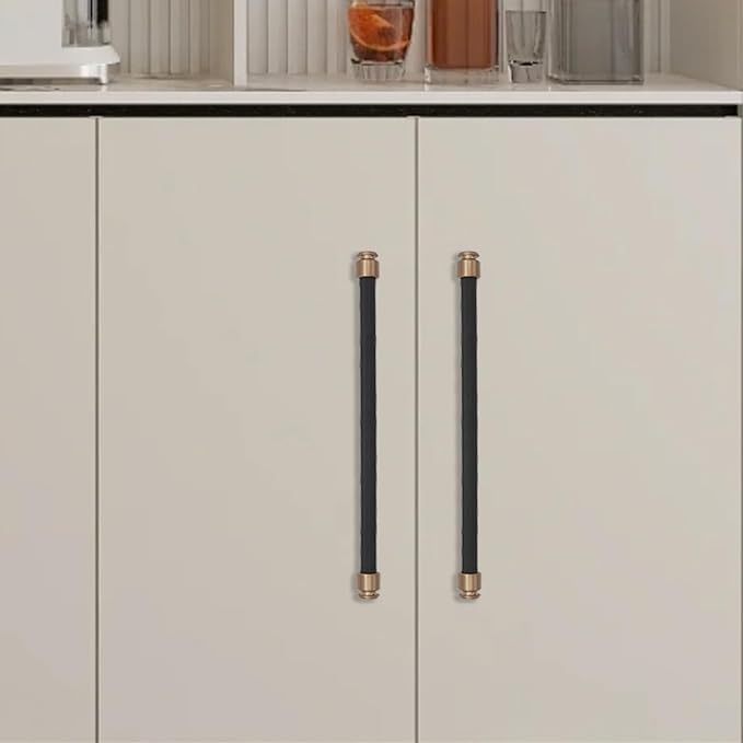 10 Pack 10 inch(254mm) Matte Black and Champagne Bronze Kitchen Cabinet Handles Knurled Cabinet Pulls Black Drawer Pulls Kitchen Cabinet Hardware Kitchen Handles