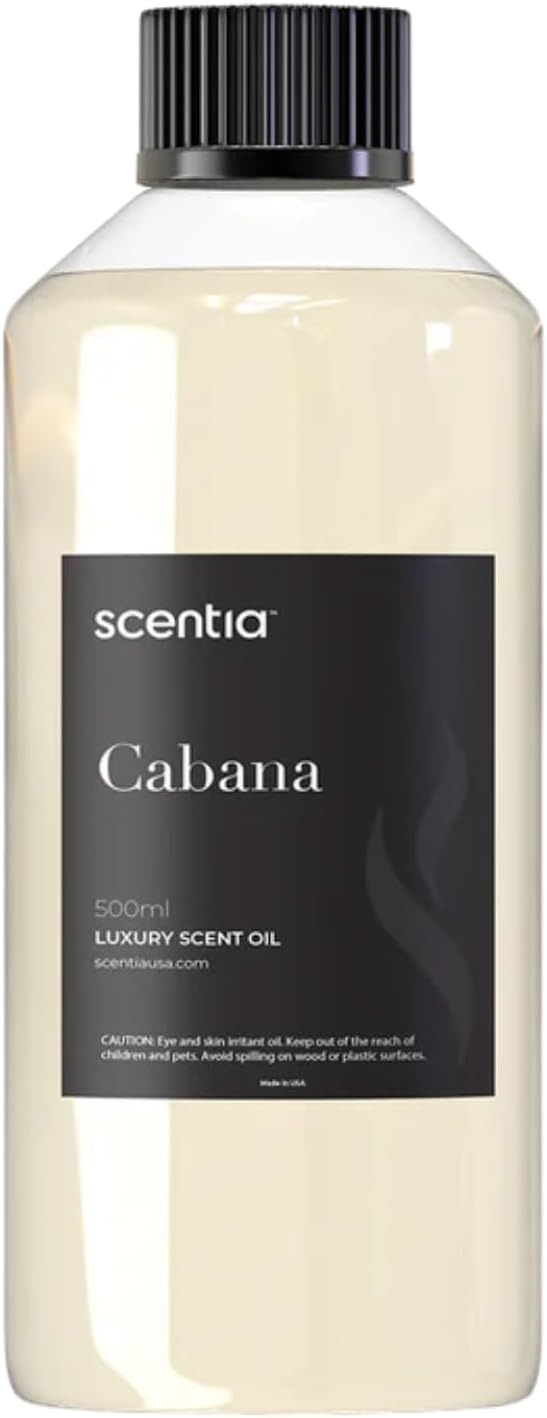 Scentia Hotel Diffuser Oil Inspired by 5-Star Hotel Scent - 500 ml 16.9 fl oz - Fragrance Oil Blend Jasmine, Bergamot Notes for Aromatherapy Diffusers and Humidifiers - Cabana, Thanksgiving Gift