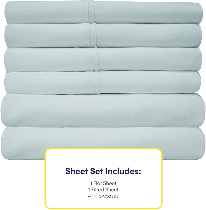 King Size Bed Sheets - 6 Piece 1500 Supreme Collection Fine Brushed Microfiber Deep Pocket King Sheet Set Bedding - 2 Extra Pillow Cases, Great Value, King, Porclain Blue