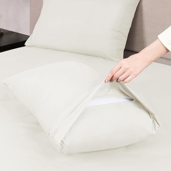 Mejoroom Twin Sheet Set - Hotel Collection Twin Sheets - Bedding Sheets & Pillowcases with Deep Pocket Fitted Sheet, Breathable, Wrinkle & Fade Resistant - 3 Piece(Ivory)