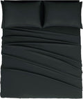 Mejoroom Queen Size Sheet Set - Hotel Luxury 1800 Bedding Sheets & Pillowcases - Deep Pocket Fitted Sheet, Soft, Breathable, Wrinkle & Fade Resistant - 4 Piece (Queen, Black)