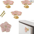 4 pcs Flower Petal Knobs,Creative Silver Flower Drawer Pulls Handles with Screws Single Hole Handle for Cabinet, Dressing ，Home Decor Handles (Flour Gold)