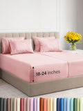 Extra Deep Split King Sheet Set - 7 Piece Breathable and Cooling Sheets - Hotel Luxury Bed Sheets Set - Easy Fit - Soft, Wrinkle Free and Comfy Sheets Set - Baby Pink Sheet Set with Extra Deep Pockets