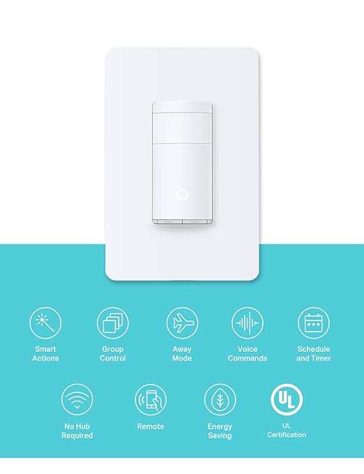 Kasa Smart WiFi Motion Sensor Switch, Single Pole, Needs Neutral Wire, 2.4GHz Wi-Fi Light Switch, Compatible with Alexa & Google Home, UL Certified, No Hub Required(KS200M),White,1-Pack