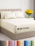 Extra Deep King Sheet Set - 6 Piece Breathable & Cooling Sheets - Hotel Luxury Bed Sheets Set - Easy & Secure Fit - Soft, Wrinkle Free & Comfy Sheets Set - Off White Sheet Set with Extra Deep Pockets