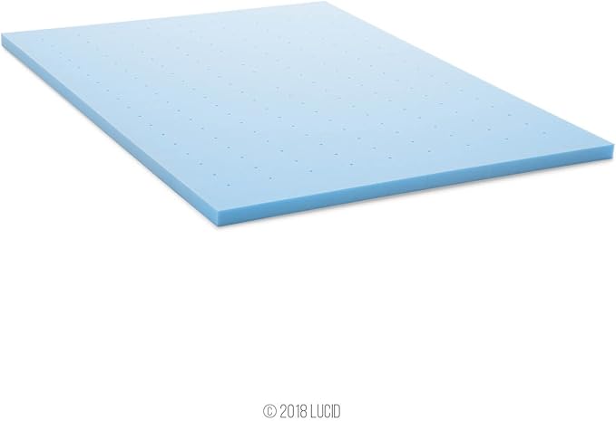 LUCID 2-Inch Ventilated Gel Infused Memory Foam Mattress Topper - Queen