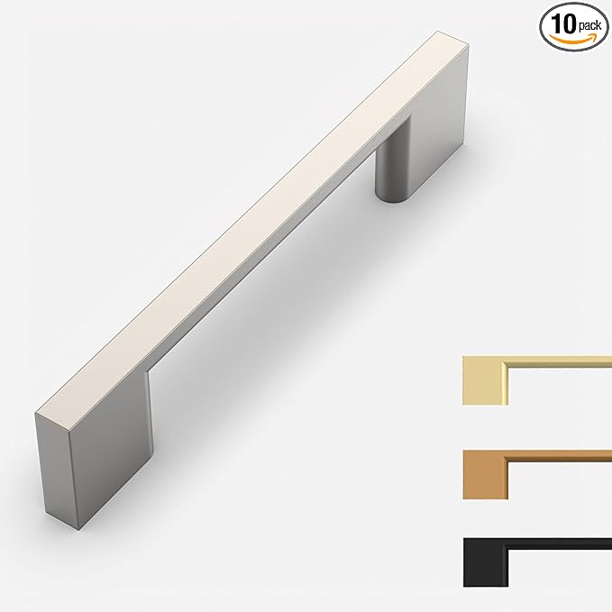 10 Pack Brushed Satin Nickel Cabinet Pulls 3.75 Inch Handles Hardware for Kitchen Cabinets Dresser Nickel Pulls