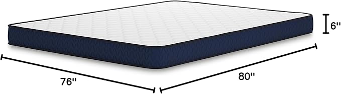 Signature Design by Ashley King Size Medium Firm 6 Inch Memory Foam Mattress with Breathable Quilted Cover, Fiberglass Free, Mattress in A Box