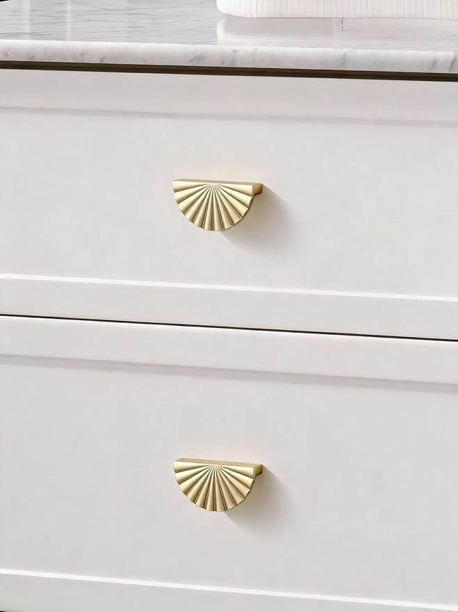 10 Pack Brushed Gold Cabinet Pulls 2.5" Hole Center Cup Flat Brass Drawer Pulls Kitchen Cupboard Bathroom Dresser Cabinet Hardware Handles Zinc Alloy