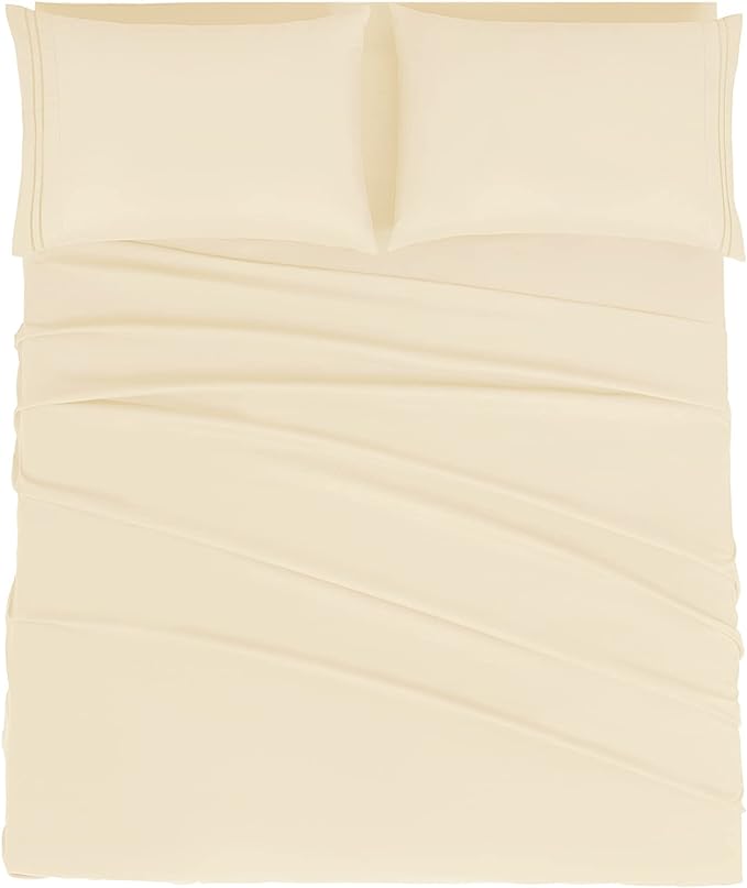 Mejoroom Queen Size Sheet Set - Hotel Luxury 1800 Bedding Sheets & Pillowcases - Deep Pocket Fitted Sheet, Soft, Breathable, Wrinkle & Fade Resistant - 4 Piece (Queen, Taupe)