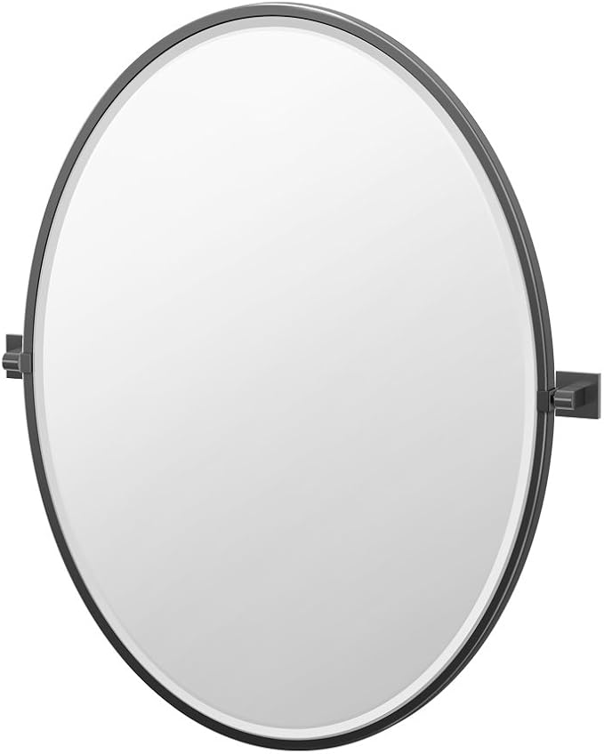 Gatco 4059XFLG Elevate Framed Oval Mirror, Matte Black, 33"H