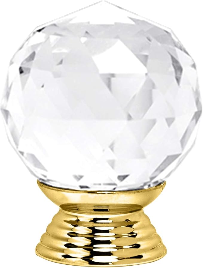 12 Pcs 30mm Round Shape Crystal Glass Cabinet Knobs with Screws Drawer Knob Pull Handle Used for Kitchen, Dresser, Door, Cupboard(Gold B Clear)