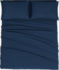 Mejoroom Queen Size Sheet Set - Hotel Luxury 1800 Bedding Sheets & Pillowcases - Deep Pocket Fitted Sheet, Soft, Breathable, Wrinkle & Fade Resistant - 4 Piece (Queen, Navy)