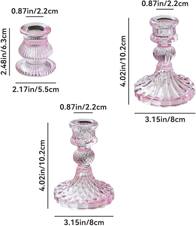 Glass Candlestick Holders Set of 6, Taper Candle Holder for Wedding Festival Christmas Party Valentine's Decor, Table Centerpieces (Amber)