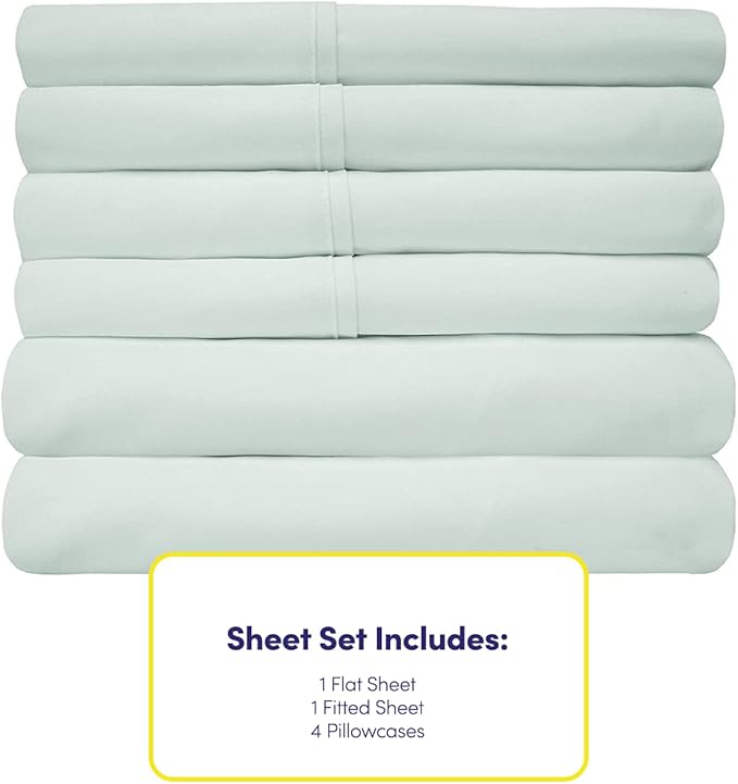Sweet Home Collection 6 Piece 1500 Supreme Collection Brushed Microfiber Deep Pocket Sheet Set-2 Extra Pillow Cases, Great Value, Rv Short Queen, Mint
