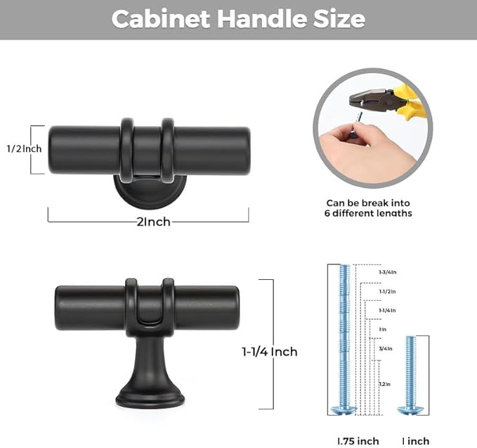 20 Pack Matte Black Cabinet Knobs - Kitchen Cabinet Knobs Cabinet Pulls for Kitchen Cabinet Drawer Stainless Steel Dresser Knobs for Cabinet Hardware 2in Length Single Hole
