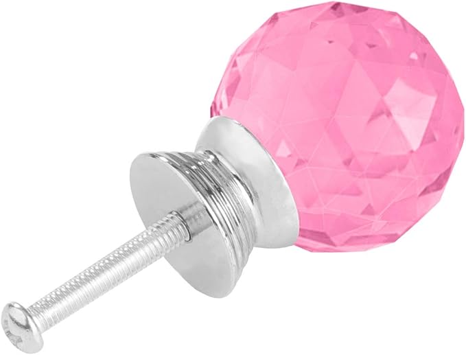 12 Pcs 30mm Round Shape Crystal Glass Cabinet Knobs with Screws Drawer Knob Pull Handle Used for Kitchen, Dresser, Door, Cupboard(Pink)
