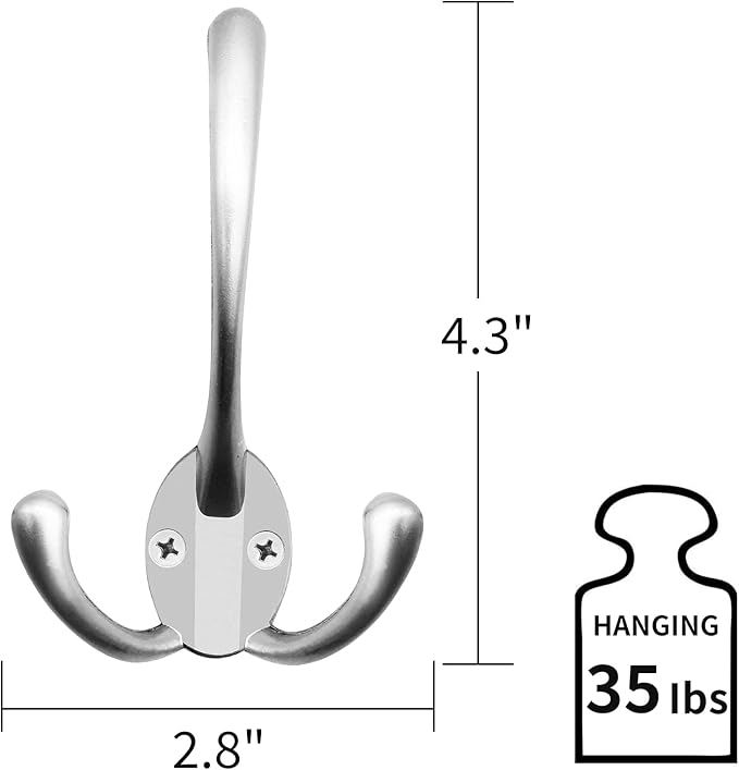 IBosins 18 Pack Big Heavy Duty Three Prongs Coat Hooks Wall Mounted with 36 Screws Wall Hooks Retro Double Utility Rustic Hooks for Coat, Backpack, Towel, Robe