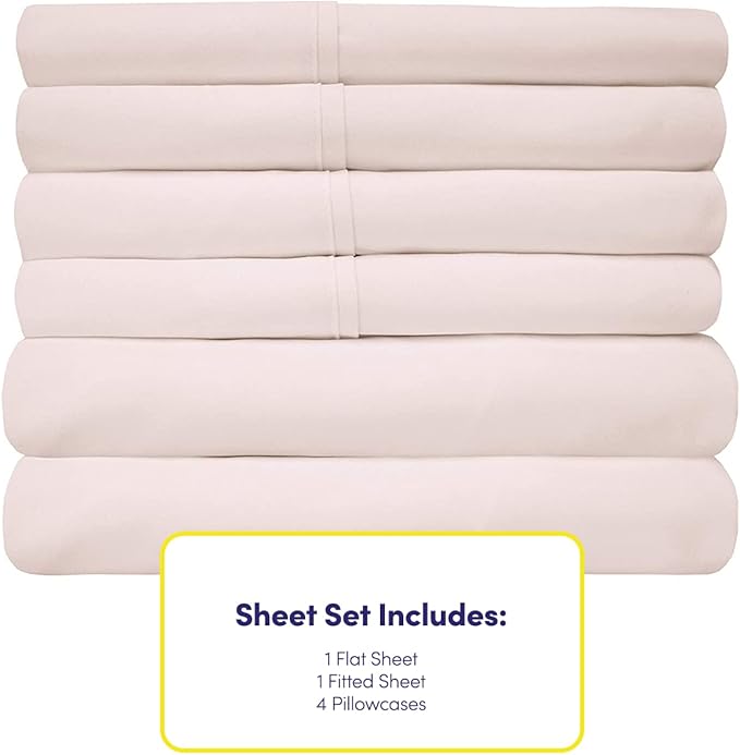 King Size Bed Sheets - 6 Piece 1500 Supreme Collection Fine Brushed Microfiber Deep Pocket King Sheet Set Bedding - 2 Extra Pillow Cases, Great Value, King, Pale Pink