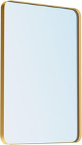 VocalStar 18 x 26 Inch Gold Bathroom Mirror for Wall, Metal Framed Rounded Rectangle Vanity Mirror, 1/4-inch Shatterproof Glass | Ultra-Flush Hanging