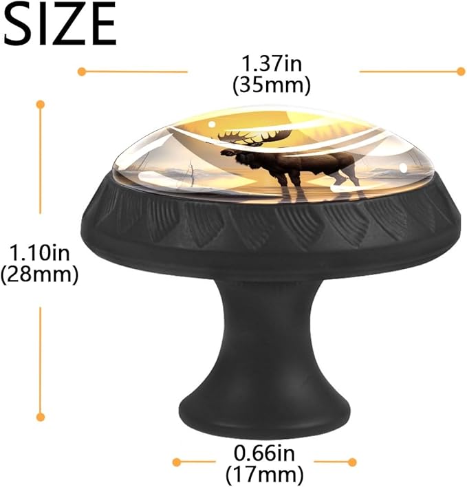 4 Pack Drawer Knobs Pulls Moose Sunset Crystal Glass Round Knobs Pulls Handles for Cabinets Dressers Kitchen Bathroom - Cupboards Wardrobes Hardware Furniture Knobs