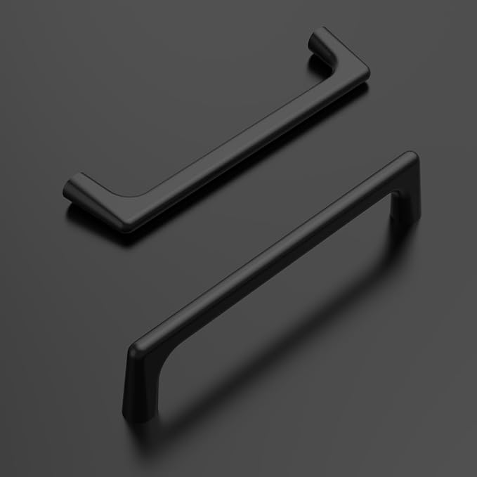 Amerdeco 10 Pack Matte Black Cabinet Pulls 5 Inch(128MM) Hole Centers Kitchen Cabinet Handles Hardware Kitchen Handles for Cabinets Cupboard Handles Drawer Pulls ZH0041
