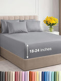 Extra Deep Full Sheet Set - 6 Piece Breathable & Cooling Sheets - Hotel Luxury Bed Sheets Set - Easy & Secure Fit - Soft, Wrinkle Free & Comfy Sheets Set - Steel Blue Sheet Set with Extra Deep Pockets