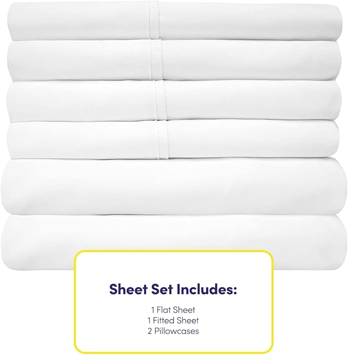 Twin Size Bed Sheets - 4 Piece 1500 Supreme Collection Fine Brushed Microfiber Deep Pocket Twin Sheet Set Bedding - 1 EXTRA PILLOW CASES, GREAT VALUE, Twin, White