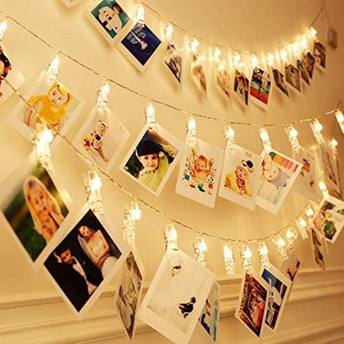 40 LED Photo Clip Fairy Lights LED Twinkle Lights Starry Lights for Home Bedroom Halloween Thanksgiving Christmas Party Wedding Decor (14ft, Warm White)
