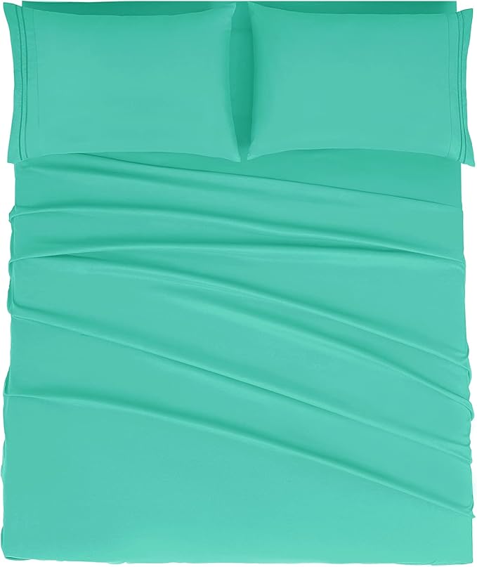 Mejoroom Full Size Sheet Set - Extra Soft Luxury Brushed Microfiber - 1800 Bedding Sheets with 16 Inch Deep Pocket - Breathable, Wrinkle, Fade & Stain Resistant - 4 Piece (Full, Mint)