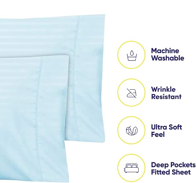 Cal King Size Bed Sheets - 6 Piece 1500 Supreme Collection Fine Brushed Microfiber Deep Pocket California King Sheet Set Bedding - 2 Extra Pillow Cases, Great Value, California King, Dobby Light Blue
