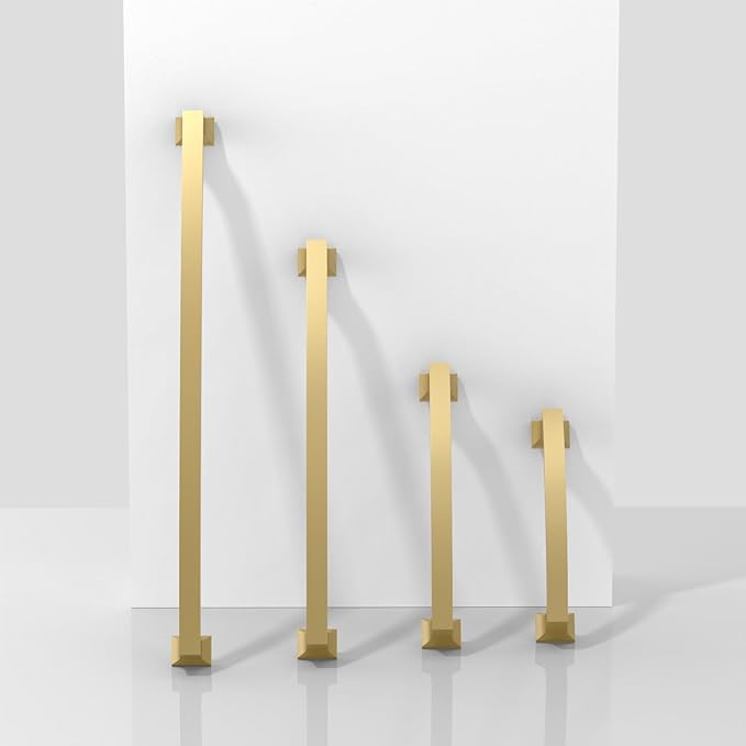10 Pack Brushed Gold Cabinet Pulls 10 Inch(254mm) Kitchen Cabinet Handles Solid Zinc Alloy Cabinet Hardware Drawer Pulls