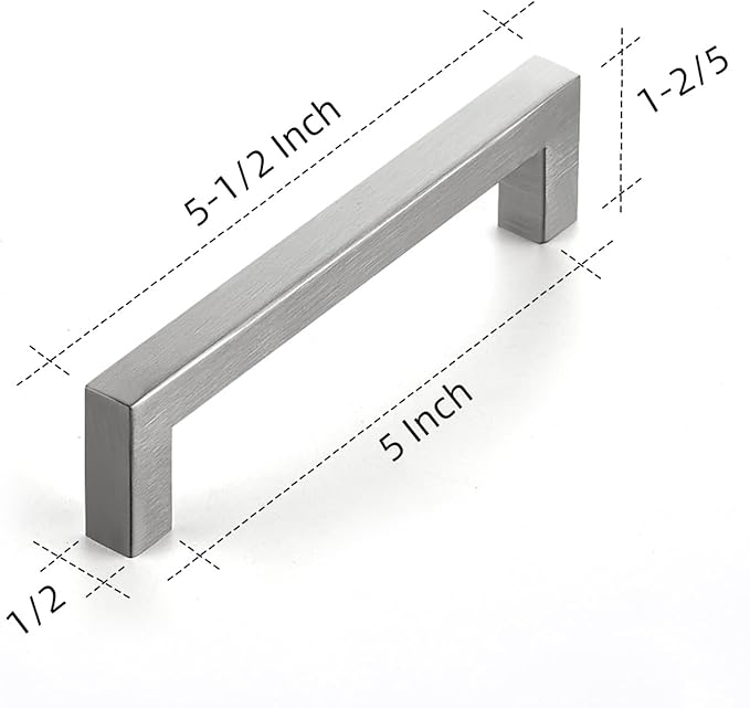 Ravinte 32 Pack 5 Inch Kitchen Square Cabinet Handles Satin Nickel Pulls Brushed Nickel Kitchen Cabinet Hardware Handles for Cupboard Drawer Pulls