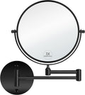 gotonovo Wall Mounted Magnifying Mirror Pivoting Arm Double Sided Swivel Makeup Vanity Black Telescoping Handheld Mirror 8 Inch Magnification Round Base