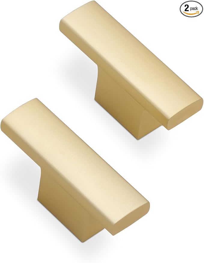 2 Pack Kitchen Cabinet Knobs Brushed Gold Cabinet Knobs Drawer Knobs Solid Kitchen Hardware