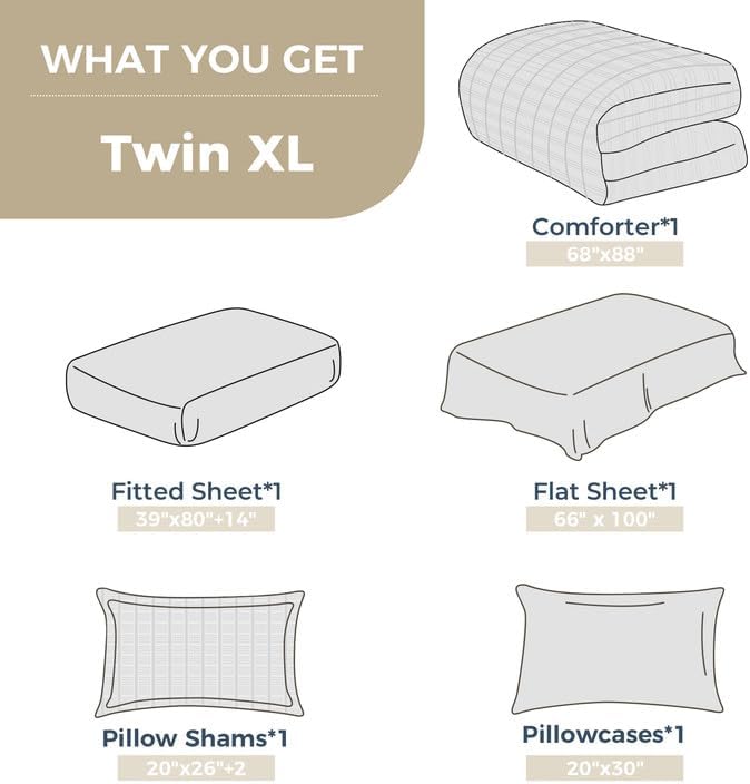 HYMOKEGE Coral Twin XL Comforter Set Seersucker 5 Pieces, All Season Luxury Bed in a Bag for Bedroom, Bedding Set with Comforter, Sheets, Pillowcase & Sham