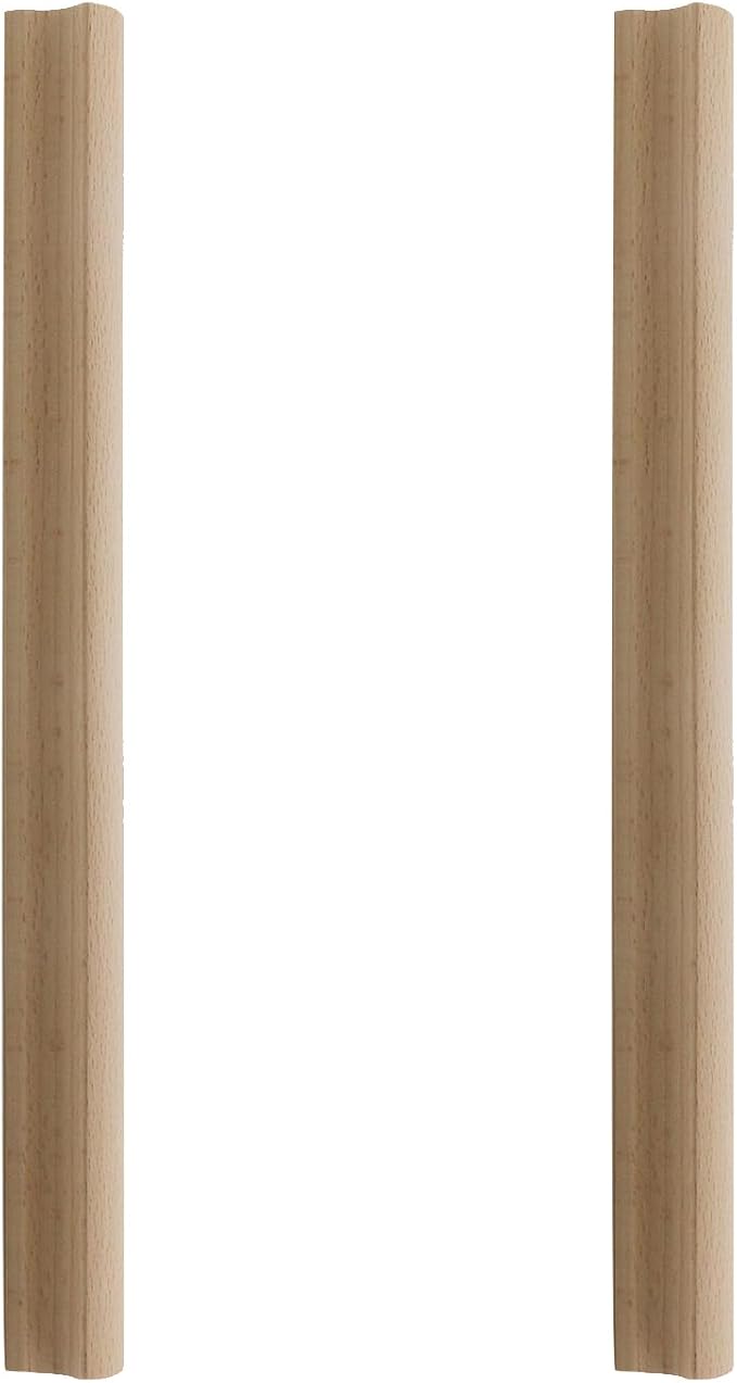 2Pcs Unfinished Beech Wood Solid Furniture Pulls,Unpainted Paintable Wooden Cupboard Closet Drawer Handle Pull,Length 11.81",Hole Dis.8.82"