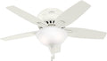 Hunter 42 inch Indoor Ceiling Fan with LED Light - White Ceiling Fan with Pull Chain, For Bedroom or Living Room, Low Profile Mount, No Remote, 5 Blades, Includes Bulbs - Newsome 51080, Fresh White